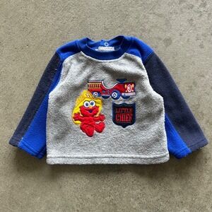 Vintage 2006 Elmo Sweatshirt Baby Size 6-9 Months Gray Fleece Little Chief Crew
